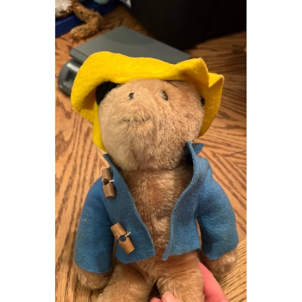 Vintage Paddington Bear Plush Toy Blue Duffle Coat Yellow Hat Eden Toys‎ 8 Inch